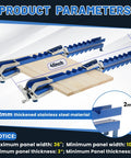 36 Inch Heavy Duty Panel Clamps 2 Pack Hella Stable Four Way Steel Pressure Jigs setup for woodworking with stainless steel details.