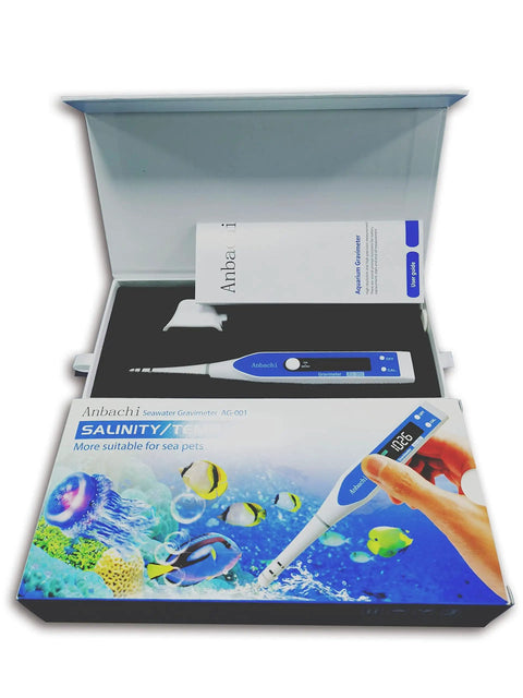 Salinity Meter 3 In 1 Saltwater Tester For Aquarium Marine Pool And Hydroponics, Specific Gravity Salinity And Temperature Pen Hydrometer, No Fuss Pro Grade Backlit LCD With ATC And Fast Accurate Readings. In box