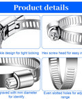 Ultimate 120 Piece Stainless Steel Hose Clamp Kit For Auto Home And Garage Use featuring buckle design and hex screw head