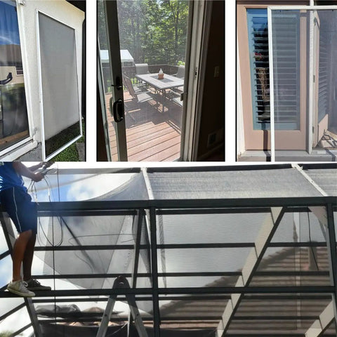 Pet Proof Fiberglass Window Screen Mesh Roll 36 Inch By 50 Feet DIY Replacement Netting installed on windows and patio