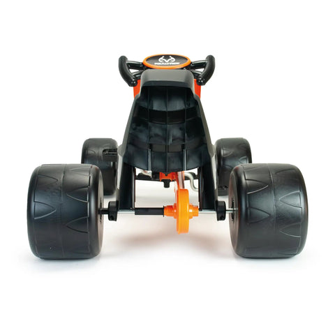 Rear view of Realtree Licensed Pedal Go Kart For Kids Ages 3 To 6 With Easy Pedals, Smooth Rolling Wheels, Durable Steel Frame, Safe Toy