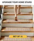 Non Slip Stair Treads Tape Set Of 15 7 By 30 Inches For Indoor Outdoor Steps Elder Safe Grippy Strips on wooden stairs