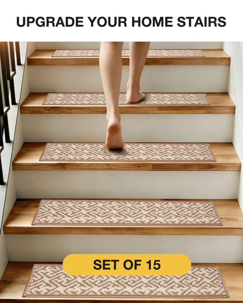 Non Slip Stair Treads Tape Set Of 15 7 By 30 Inches For Indoor Outdoor Steps Elder Safe Grippy Strips on wooden stairs