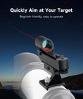Red Dot Finder Scope for astronomical telescopes mounted for quick targeting under a starry night with LED dot projection.