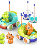 Dinosaur Edition Remote Control Cars For Toddlers 2 Pack With LED Lights And Music Safe For 18 Months And Up Ideal Birthday Gifts
