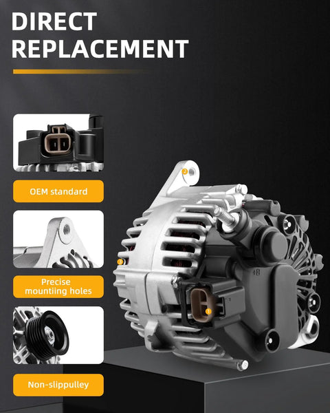 Reliable OEM Style Beefed Up Alternator Replacement For Hyundai Santa Fe 2005 2006 Sonata 2005 Tiburon 2005 2008 Tucson shown