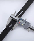 Measuring 24 Inch By 15 Inch Heavy Duty L Bracket Shelf Brackets with caliper, showcasing black steel and precision.