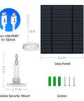 5W Outdoor Security Camera Solar Panel With Micro USB And USB C Ports Solar Charger For DC 5V Battery Cam IP65 Weatherproof
