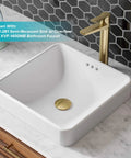 Brushed Gold Pop Up Drain With Overflow for Bathroom Sinks, All Metal Construction in semi-recessed white sink installation