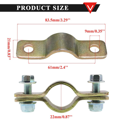 Heavy Duty Steering Wheel Kit Pair Includes 450 Millimeter Gear Rack handlebar clamps, metal bracket with dimensions and bolts.