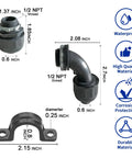 Half Inch Conduit Parts 30 Pack Black Dope All In One Extra Flexible PVC Liquid Tight Conduit Connector Kit with couplings, elbows, straps