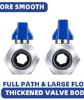 Top Notch Stainless Steel Double Barbed Ball Valve With Included Hose Clamps For Smooth Water Flow And No Sweat Install Grips PVC Vinyl Rubber Rock Solid High Pressure Performance, featuring a thickened valve body.