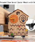 Heavy Duty Two Inch Polyurethane Stem Casters With Smooth Riding Dual Ball Bearings No Fuss Swivel Design Locking Brake Mechanism Top Shelf Black Gliders Pack Of Four For Office Chairs And Home Furniture Upgrades on a wooden toy clock.