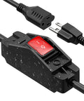 Outdoor 2 Ft 14AWG 3 Prong Extension Cord With Waterproof Lighted Inline Switch Plug In Ready Power Cable 15A 125V