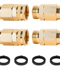 Two Pack Five Eighth Inch Garden Hose Repair Connector Set With Aluminum Male And Female Ends with washers