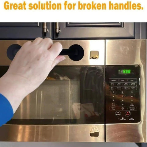 Sleek Aluminum Fridge Door Handle With Self Adhesive Mount No Drill Needed For Easy Kitchen Appliance Upgrade And Rental Friendly Installation on microwave.
