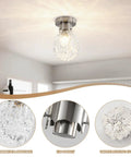 Crystal Chandelier 4 Light Flush Mount Ceiling Light Fixture With G9 Socket 11.8 Inch Diameter 5.9 Inch Height installed
