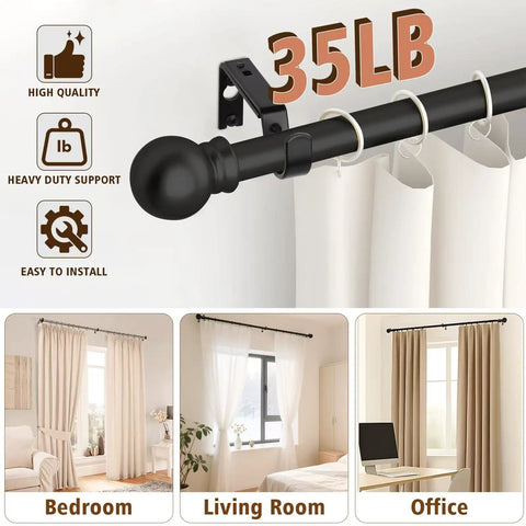 Heavy Duty Wall Mount Brackets For 1 Inch Curtain Rods, Adjustable Iron Rod Holders With Screws And Anchors, Pro Grade Hardware Kit, 2 Pack, Supports Up To 35 Lbs For Stable Blackout Curtains And Heavy Drapes