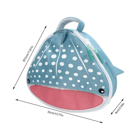 Regulator Bag For Dive Gear With Beefy Capacity, Protective Foam Padding, Blue Whale Shark Design, 35cm x 25cm, side view