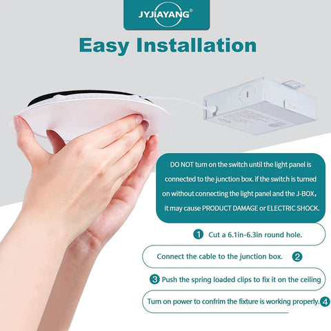 Hand holding 6 Inch LED Recessed Light With Junction Box 12W 900LM Dimmable Can Lights 5CCT Adjustable 2700K To 5000K ETL Certified