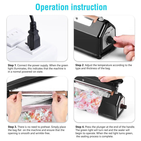 Reliable 8 Inch Bag Sealer With Impulse Heat Function For Plastic Packaging And Kitchen Storage Easy Press Tabletop Food Closer That Cuts Waste And Preserves Snacks With Zero Hassle