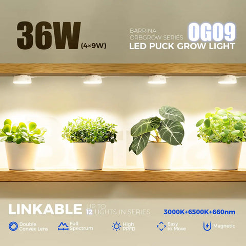 Indoor Plant Puck Grow Light With Timer 660nm Red ✓