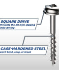 Stainless Steel Pocket Hole Screws One And A Half Inch Coarse Thread Maxi Loc Head Outdoor 100 Count for woodworking and cabinets.