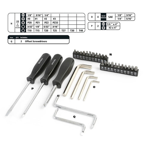 125 Piece Marine Tool Set in a Water Resistant Boat Tool Box showing screwdrivers, hex keys, and bits