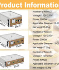 Product information for commercial steamer with two, four, or six holes, adjustable temperature, independent water supply.