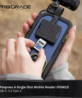CFexpress Type A Single Slot Mobile Card Reader with USB C 3.2 Gen 2 demonstrating card insertion on a device
