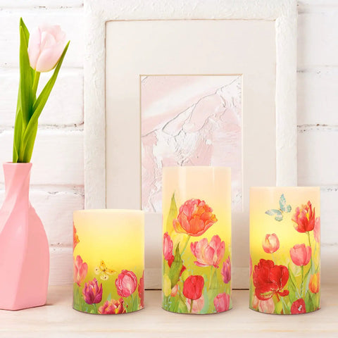 Flameless LED Candles With Remote Set Of 3 Real Wax Bunny Glass Decor For Home And Party Ambience Easter And Holiday Seasonal Decor Dimmable Timer Battery Powered with floral design