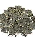 Antique Bronze Engraved Hinge Set 20 Pieces Hollow Carved Design For Jewelry Boxes