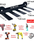 Heavy Duty Magnetic Tool Rack With Four Slots For Garage And Workshop Storage Magnetic Mount Shelves For Power Tools Like Drills And Saws Anti Slip Holding Pro Grade Organizer Or Wall Mount For Metal Surfaces Ideal For Home Or Shop diagram.