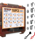 Grease Fittings Assortment Set With SAE And Metric Zerk Fittings 150 Pieces Straight 45 Degree And 90 Degree Fittings