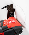 Close-up of Heavy Duty 4 In 1 Drywall Blade Equipped With A Precision Dagger Tip And Built In Depth Marker cutting drywall.