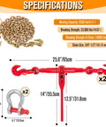 Specifications for Heavy Duty Chain Binders And Tie Down Chains 3/8 To 1/2 Inch 10 Foot Length With G70 Hooks