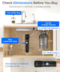 Dimensions guide for Under Sink Water Filter System 15UB With Faucet Reduces PFAS PFOA PFOS Lead Chlorine Bad Taste NSF ANSI 42.