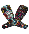 Top Tier Ice Silk Cooling Arm Sleeves With Bold Fantasy Prints, colorful design suitable for gardening, cycling, or golfing.