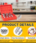 14 Piece E-Torx Socket Set With 1/4 3/8 1/2 Inch Drives External Torx Star Sockets E4-E24 in red case on workbench