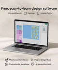 Laptop displaying design software for Maker 4 Smart Cutting Machine Engagement Plus Bundle With EasyPress 3 Heat Press 9x9 Mat
