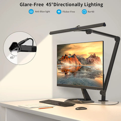 LED Desk Lamp With Clamp 17W Super Bright Swing Arm Task Light For Your Home Office Eye Caring Dimmable with clamp on desk