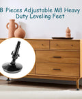 8 Piece M8 Swivel Leveling Feet Set With Four Pronged T Nuts And Lock Nuts Heavy Duty Furniture Levelers under cabinet