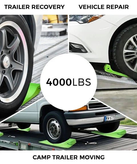 Heavy Duty Tire Skates For Tow Trucks Set Of 4 Each Skate Handles Up To 4,000 Lb Load Reducing Friction For Safe Vehicle Movement Flatbed Towing Accessories Wrecker Gear Durable Green Wheel Skates