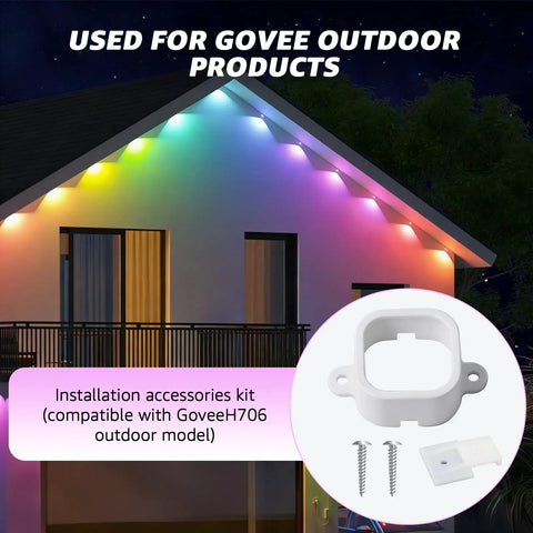 120 Piece Outdoor Light Mounting Brackets Kit For H706ABC H806ABC White With 40 Self Adhesive Wire Clips shown on house exterior