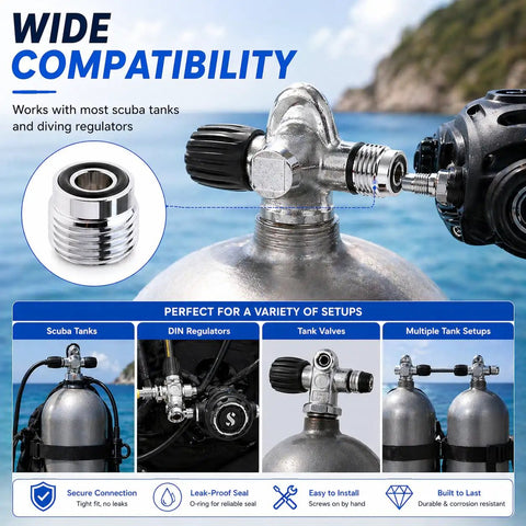 Two Pack Must Have Scuba Diving Tank Valve Adapter G Five Eighths To Five Sixteenths High Pressure Air Tank Regulator Adapter images