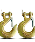 Pair of Three Eighths Inch Clevis Slip Hook With Latch Forged G70 Steel Chain Hook For Deck Haulers And Receiver Hitches
