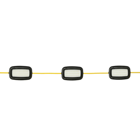 Outdoor 50 Ft LED String Light With 5 Lights, Weatherproof IP65 Plastic Construction, Delivers 4000 Lumens At 50 Ft And Up To 8000 Lumens At 100 Ft, Daisy Chain Up To 8 Strings, No Bulbs To Replace, FCC ICES RoHS Certified, Ideal For Patio