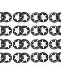 Internal Tooth Lock Washers Set, 40 Pcs, M14 X 28mm And M16 X 28mm, arranged in rows, 65Mn Steel, Wear Resistant