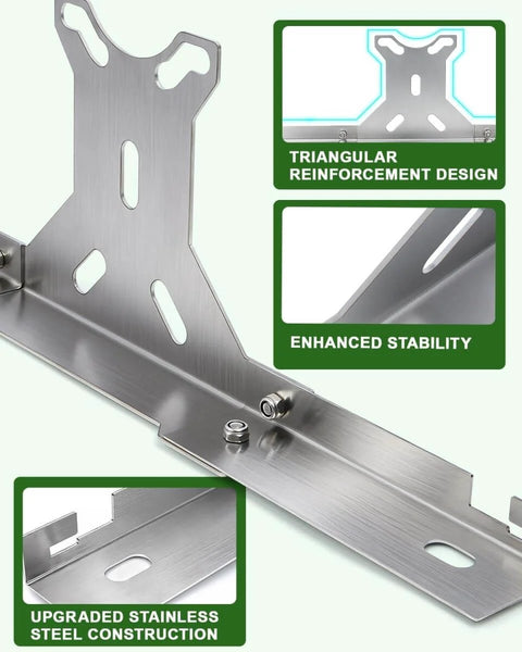 Wheel Toe Alignment Tool Kit For Home Garage DIY Use With Stainless Steel Toe Plates And Dual Tape Measures Quick Front End Toe Check For Cars Trucks SUVs Patent Design close-up of stainless steel plate with triangular reinforcement