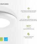 Close-up of a 12 Pack 4 Inch LED Disk Lights Dimmable Flush Mount and Surface Mount Ceiling Fixtures 2700K to 5000K 5CCT 685 Lumens